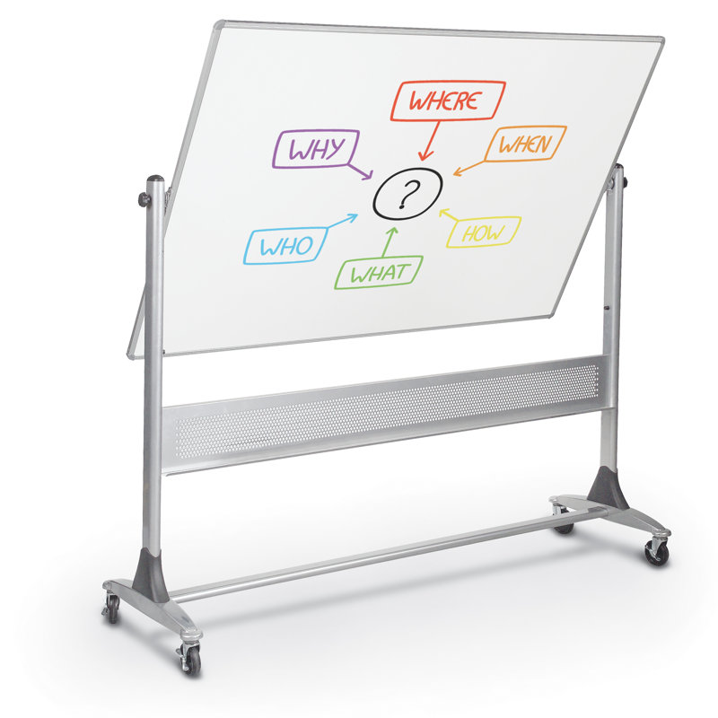 MooreCo Platinum Reversible Free Standing Whiteboard, 79.5" x
